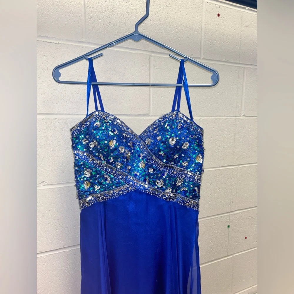 Scala sapphire blue prom dress- size 6 - Picture 3 of 6